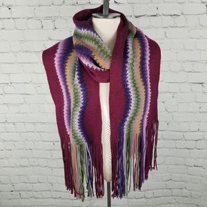 ANNE KLEIN | fringe knit striped scarf